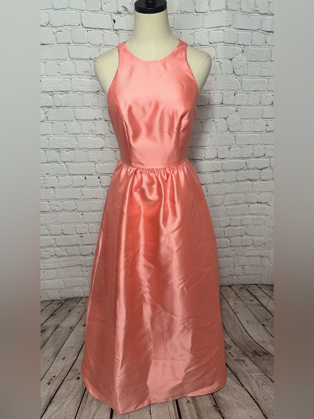 Alfred Sung Sleeveless Apricot Satin Special Occasion Gown Size 4